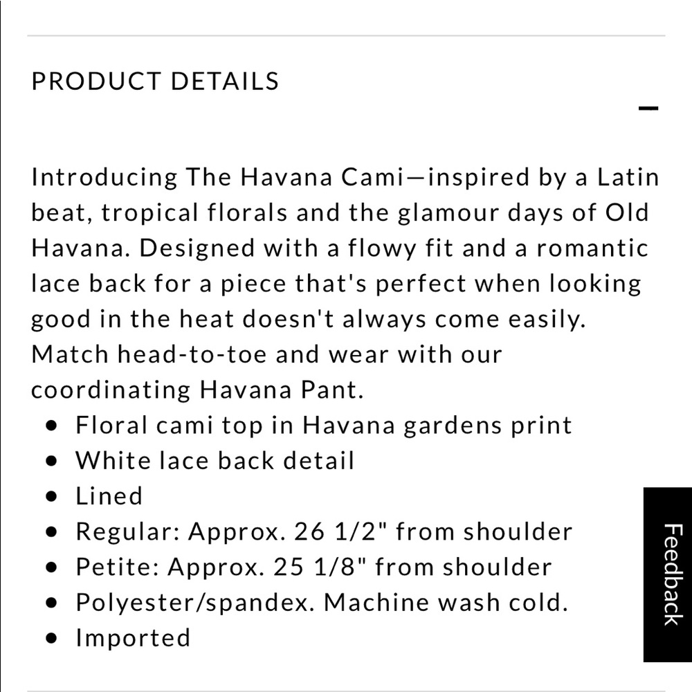 {WHBM} Floral Lace Back Havana Cami - Picture 10 of 10